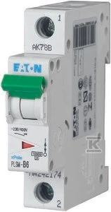 Eaton grandinės pertraukiklis PLSM-B6-MW 1P B 6A 10kA AC - 242174