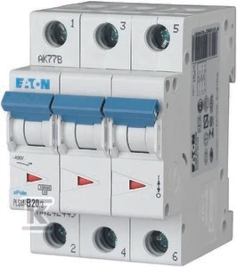 Eaton miniatiūrinis grandinės pertraukiklis PLSM-C20 / 3-MW 3P C 20A 10kA AC - 242475