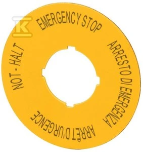 Eaton Aprašymas Plokštė geltona apvali fi90 EMERGENCY STOP M22-XAK11 (121085)