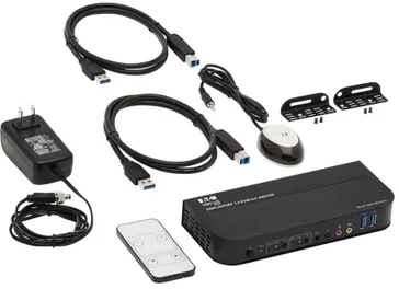 Eaton Eaton Tripp Lite series DisplayPort USB KVM jungiklis 2 prievadų 4K 60Hz HDR DP 1.4 USB kabeliai - KVM/garso/USB jungiklis - 2 x KVM/garso/USB - 1 vietinis vartotojas - stalinis