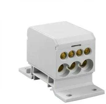 Elektro Plast 48.14 paskirstymo blokas 2x4-50mm²/3x2.5-25mm²/4x2.5-16mm² rutulinis plokščias ir ant bėgelio montuojamas TH DB1-S 48.14