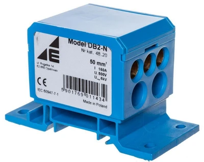 Elektro Plast 48.20 Paskirstymo blokas 2x4-50mm2/2x4-35mm2/3x2.5-25mm2 malūninis plokščias ir bėginis montavimas TH DB2-N 48.20