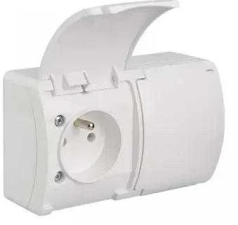 Elektro Plast 61.380 Koala Lizdas double su/u (2x2P+Z) n/t IP44 balta su baltu atvartu VG 162-01 61.380