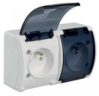Elektro Plast 61.385 Koala Lizdas double su/u (2x2P+Z) n/t IP44 balta su su dūmų sklende VG 162-51 61.385