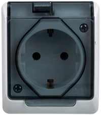 Elektro Plast Nasielsk 0324-01 Hermes Hermetiškas kištukinis lizdas Schuko su/u su dūmų sklende 16A IP44 balta 0324-01