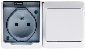 Elektro Plast Nasielsk Elektro-Plast Hermes laiptų jungiklis + lizdas be IP44 GNT (0327-11)