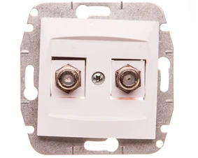 Elektro Plast Nasielsk Elektro-Plast Carla dvigubas antenos lizdas 2x televizorius be rėmelio baltas (1787-10)