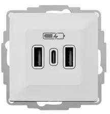 Elektro Plast Nasielsk 3808-10 VESTRA USB įkroviklis 2xA+C, baltas 3808-10
