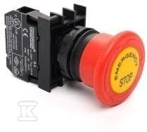 Emas Safety rankinis mygtukas, grybo galvutė 40mm su aprašymu, raudona T0-B200E-E