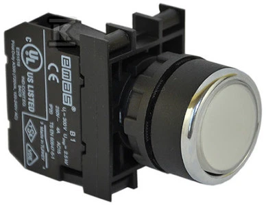Emas Valdymo mygtukas baltas 22mm 4A 250V AC (T0-B100DB)