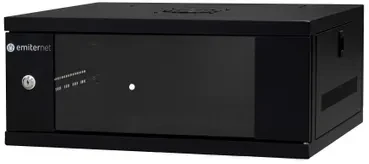 EMITERNET Lengva, nedaloma pakabinama spintelė 19'' 4U, skardos/stiklo durys, 550×450×230mm plotis/gylis/aukštis. EM/SH02B5404-08