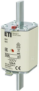 ETI Įdėkite NH1 GG 50A/500V