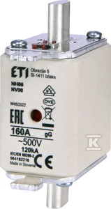 Eti-Polam KOMBI saugiklis NH00 160A gG / gL 500V WT-00 (004182216)