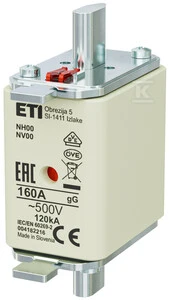 Eti-Polam KOMBI saugiklis NH00 160A gG / gL 500V WT-00 (004182216)
