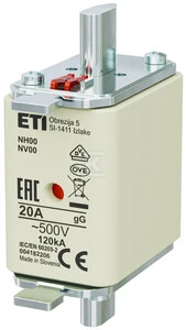Eti-Polam saugiklių įdėklas KOMBI NH00 gG 20A/500V 004182206 /3vnt/