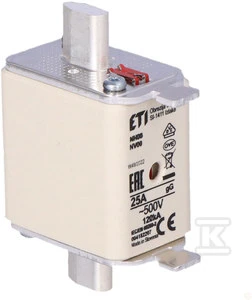 ETI Shumee KOMBI NH00 saugiklis gG 25A / 500V 004182207 / 3vnt. /