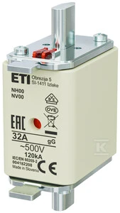 ETI Shumee KOMBI NH00 saugiklis gG 32A / 500V 004182208 / 3vnt. /