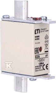 „Eti-Polam“ saugiklio įdėklas KOMBI NH00C 63A gG/gL 500V WT-00C (004181212)