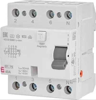 Srovės nuotėkio rėlė ETI EFI-P4 A, 4P, 40 A, 415 V, 30 mA