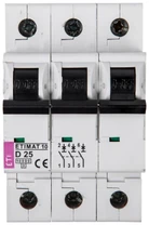 Eti-Polam miniatiūrinis grandinės pertraukiklis ETIMAT10 3P D 25A 10kA AC - 002155718
