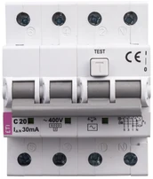 Eti-Polam diferencinis srovės perjungiklis 4P 20A C 0.03A AC KZS- 4M (002174025)