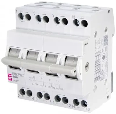 Eti Polam Etipo tinklo generatoriaus jungiklis I-0-II 40A 4P SSQ 440 Eti 002421445 trifazis modulinis DIN bėgis