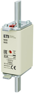 ETI WKŁADKA NH0 GG 63A/500V