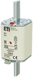 Eti-Polam NH1 gG saugiklio įdėklas 25A/500V 004184228