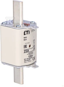 Eti-Polam NH1 gG saugiklio įdėklas 25A/500V 004184228