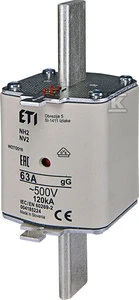 Eti-Polam NH2 gG saugiklio įdėklas 63A/500V 004185238