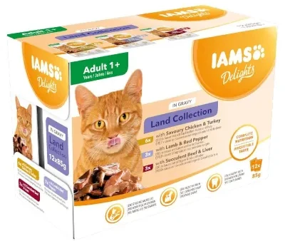 IAMS Delights MP LND GRAVY konservuotas pašaras katėms, 12x85 g