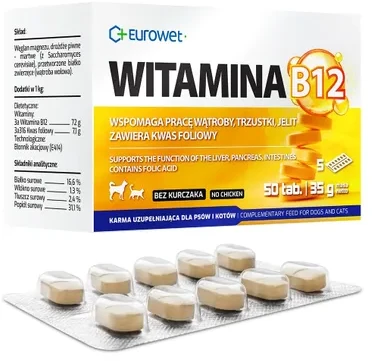 EWE EUROWET Vitamin B12 – papildai šunims ir katėms – 50 tablečių