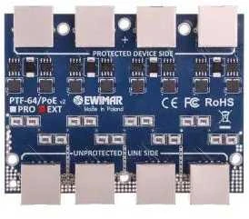 Ewimar PTF-64-EXT/PoE 4 kanalų Gigabit Ethernet LAN viršįtampių apsaugos modulis