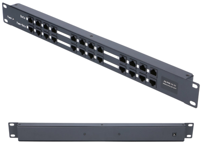 EXTRALINK 12 prievadų pasyvus PoE purkštukas / adapteris 10/100Mbps 12v ~ 48v DC stovas 19"