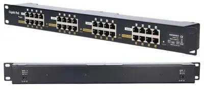 EXTRALINK 16 Port Passive arba 802.3af/at PoE Injector 1 GbE 18v ~ 57v DC Rack 19"
