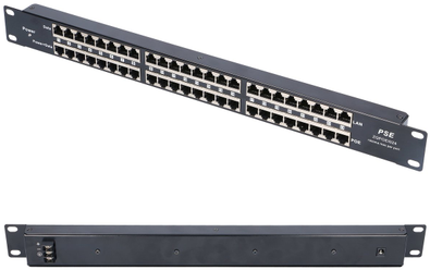 EXTRALINK 24 prievadų pasyvus PoE purkštukas / adapteris 10/100Mbps 12v ~ 48v DC stovas 19"