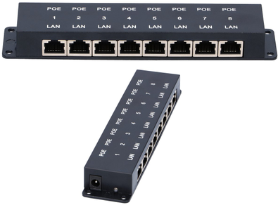 „Extralink“ 8 prievadų | PoE injektorius | 8x 100Mb/s RJ45
