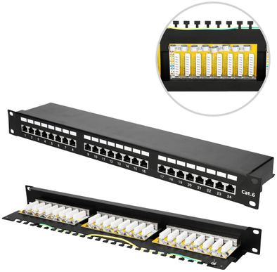 EXTRALINK 24 prievadų CAT6 STP pataisų skydelis V2