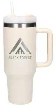 Extralink Juodas Forest | Termo puodelis ze słomką | termos su laikikliu 1200ml smėlio spalva