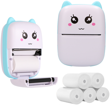 Etikečių spausdintuvas ExtraLink EXTRALINK EPP-002 PORTABLE MINI Spausdintuvas Mėlynas + PAPIER TERMICZNY ZWYKŁY 5 SZT