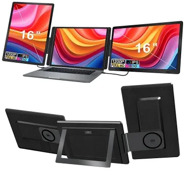 Monitorius Extralink Smart Life S9G 16" | Przenośne monitory do laptopa | 2 monitory, IPS, 1920x1200