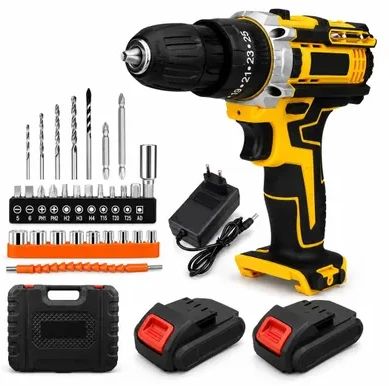 Extralink Tools Geltona Cordless Drill with 2 Batteries