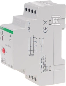 F&F Fazių sekos ir fazių gedimo relė CKF-BR-TRMS 10A 1NO/NC, 4 s uždelsimas, asimetrija, 40–80 V, tikra RMS, skirta DIN bėgeliui