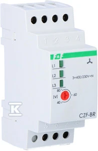 F&F Fazės praradimo ir disbalanso relė 10A 1P 4sek 40-80V CZF-BR