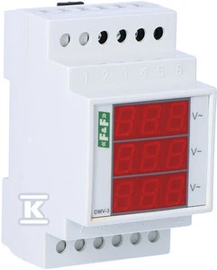 F&F 3fazės skaitmeninis modulinis voltmetras 100- 300V, AC tikslumas 1% DMV-3