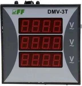 F&F 3 fazių skaitmeninis modulinis TrueRMS voltmetras 100–300 V AC, tikslumas 0,5 % (DMV-3T)