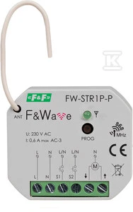 F&F F&F F&Wave FW-STR1P-P daugiafunkcis roletų radijo valdiklis 0.6A 85-265V AC/DC, skirtas fi 60 dėžutei