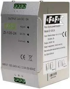 F&F Impulsinis maitinimo šaltinis 230VAC / 24VDC 120W 5A (ZI-120-24)