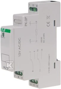 F&F Elektromagnetinė relė 12V 2x8A - PK2P12