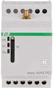 F&F GSM nuotolinio valdymo siųstuvas SMS, 2xWY, 2xWE, įjungti / išjungti / pranešti maitinimo šaltinis 230V AC kontaktai 1NO / NC montavimas DIN SIMPLYMAX-P01 geležinkelio